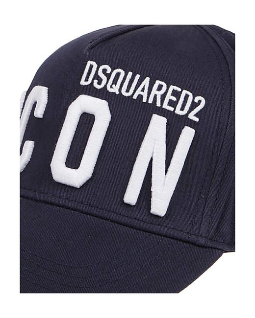 DSquared² Blue Icon Logo Embroidered Distressed Baseball Cap for men