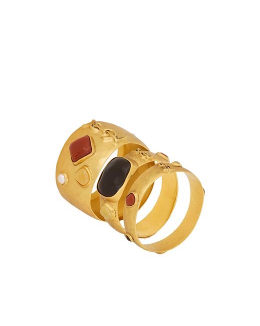 Saint Laurent Metallic Cassandre Cabochon Bangles