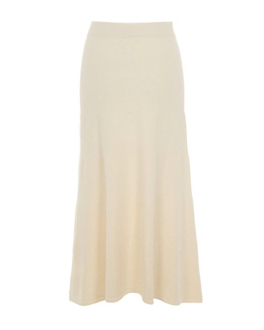 Liu Jo Natural Ribbed Knit A-Line Skirt