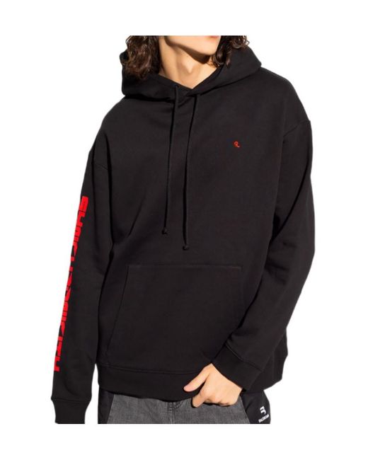 Raf Simons Blue Logo Embroidered Drawstring Hoodie for men