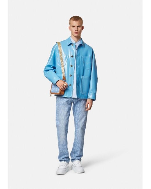 Versace Blue Straight Leg Jeans for men