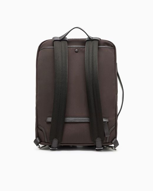 Giorgio Armani Black Logo Printed Zipped Backpack for men