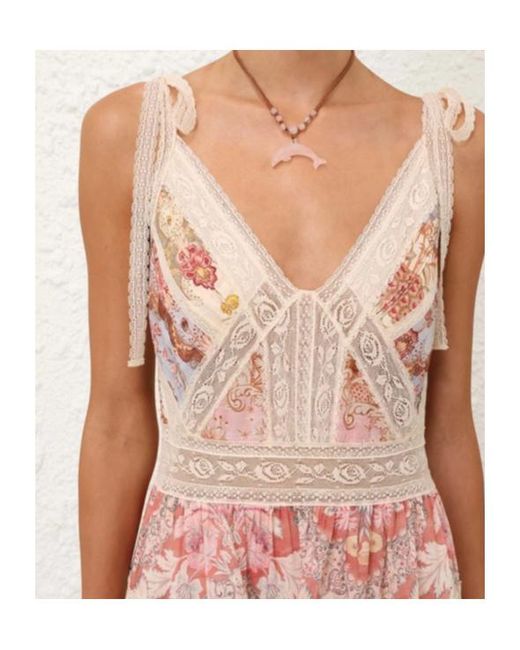Zimmermann Natural Spliced Print Daylight Slip Dress