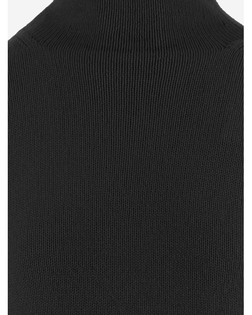 Allude Black Ribbed Turtleneck Knitted Sweater