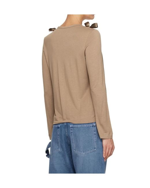 Simone Rocha Blue Bow-Detail Long-Sleeve T-Shirt