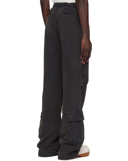 Entire studios Black Utility Wide-Leg Cargo Track Trousers for men