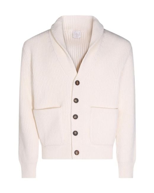 Eleventy Natural Shawl Collar Buttoned Cardigan for men