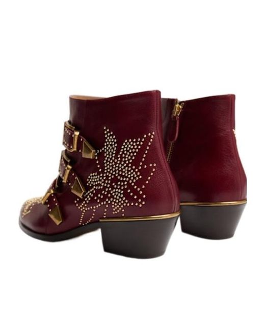 Chloé Red Susan Leather Ankle Boots