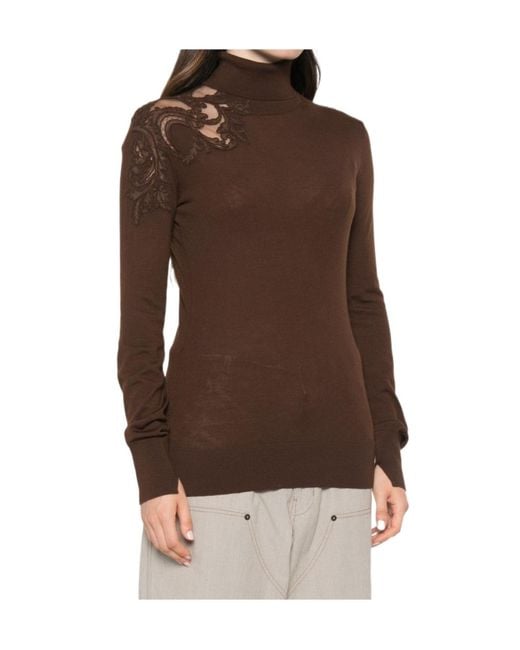 Ermanno Scervino Brown Long-Sleeved Sweater
