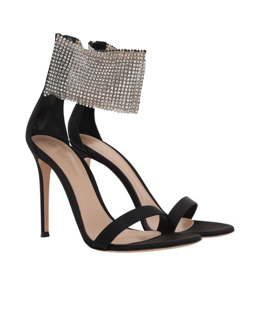 Gianvito Rossi Metallic Adore Embellished Ankle Strap Sandals