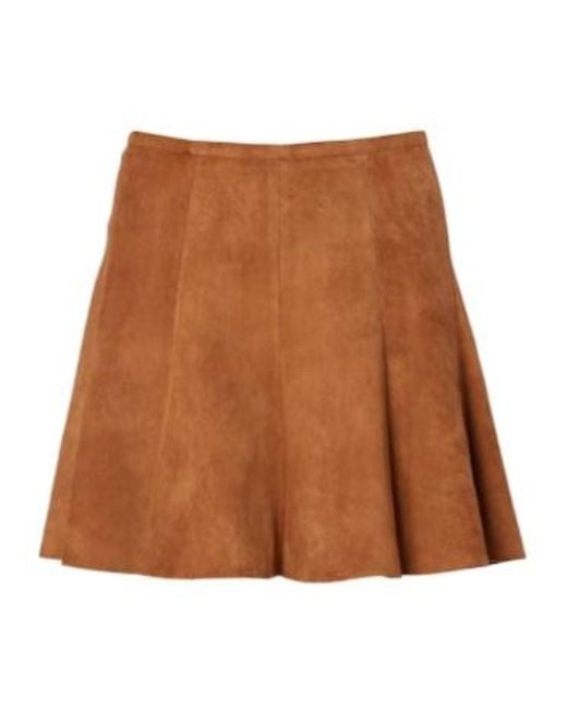 Stouls Brown Mila Pleated Suede Miniskirt