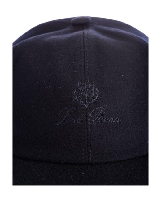 Loro Piana Blue Logo Embroidered Baseball Cap for men