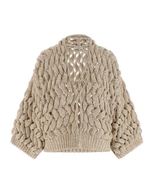 Brunello Cucinelli Natural 'Dazzling Cable' Cardigan