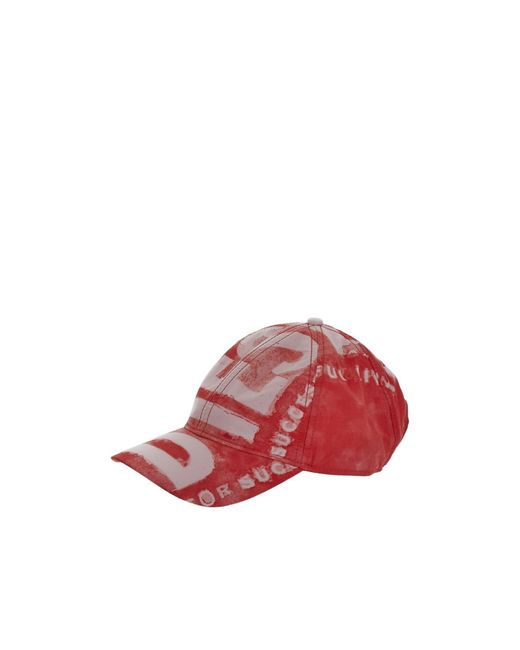 DIESEL Red C-Ewan-Ny Logo-Print Cap for men