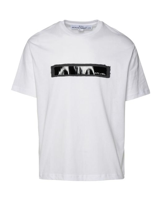 A.P.C. White Logo Printed Crewneck T-Shirt for men