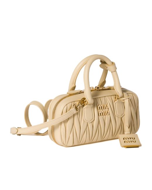 ショルダーバッグ・ポシェット MiuMiu | Small Arcadie matelasse nappa leather bag 5BB123 Caramel Arcadie Matelassé Nappa Leather Bag | Miu Miu