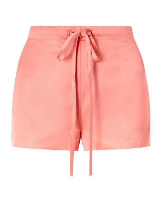 Khaite Pink Robbie Satin-Twill Shorts