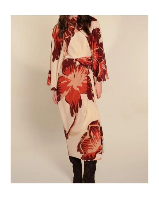 Johanna Ortiz Red Odyssey Floral-Print Midi Dress