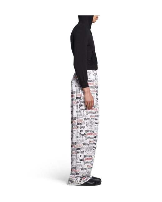 Balenciaga Diy Metal Allover Pyjama Casual Pants in White