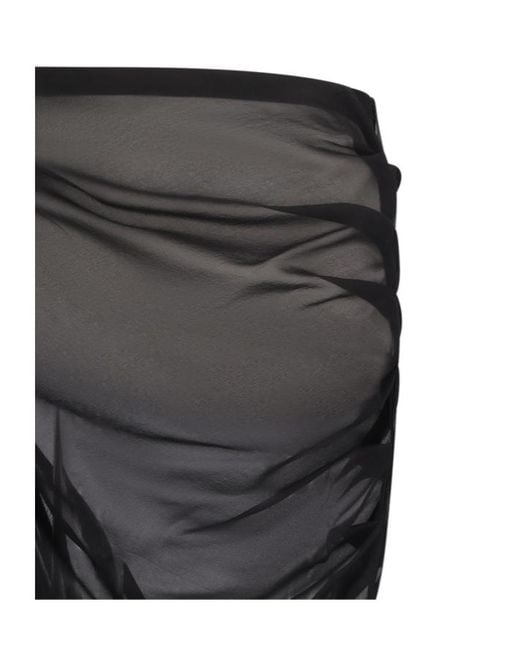 GIUSEPPE DI MORABITO Black Ruched Draped Silk Maxi Skirt