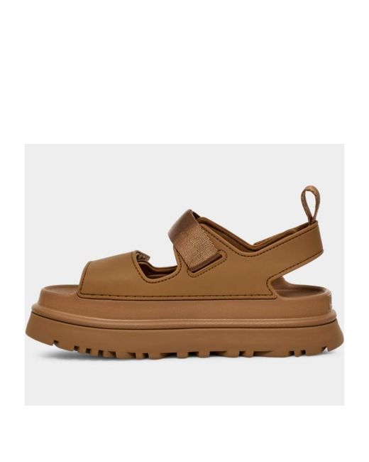 Ugg Brown Golden Glow Logo-Embossed Touch-Strap Sandals