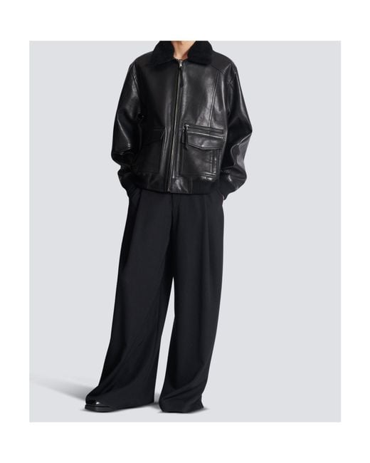 Balmain Black Aviator Zip-Up Bomber Jacket for men