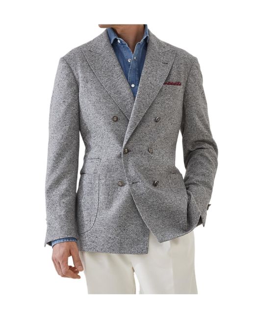 Brunello Cucinelli Gray Grisaille One-And-A-Half Breasted Deconstructed Blazer for men