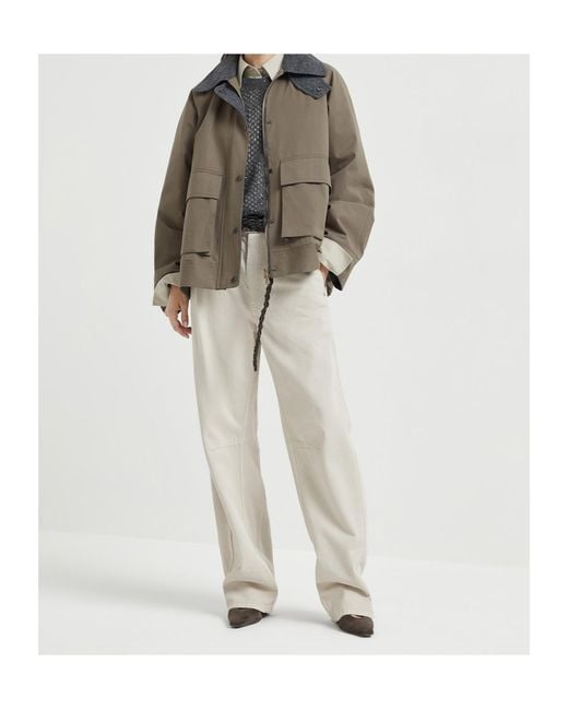 Brunello Cucinelli Brown Funnel-Neck Jacket