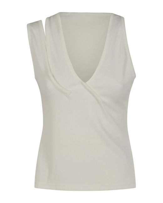 Christopher Esber Gray Asymmetric Ribbed Tank Top