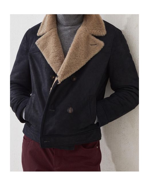 Brunello Cucinelli Black Double-Breasted Jacket for men