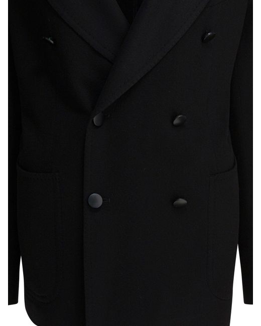 Tagliatore Black Double-Breasted Jacket for men