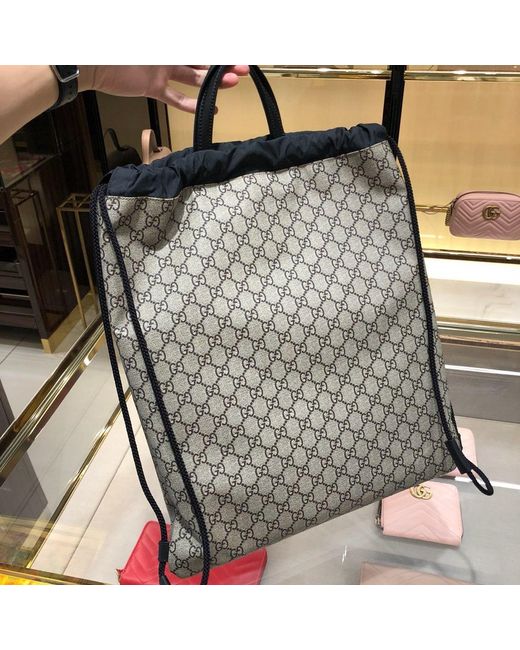 Gucci Black Wolf Alphabet Printed Handbag for men