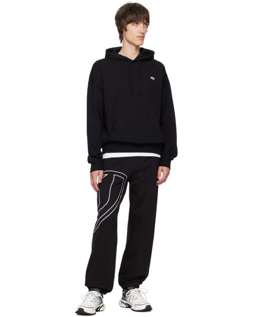 DIESEL Black Oval-D Logo Embroidered Track Pants for men