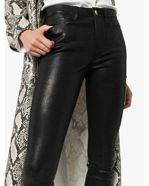 FRAME Black Le High Skinny Leather Trousers