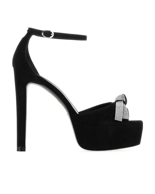 Stuart Weitzman Black 125Mm Embellished-Bow Detail Sandals