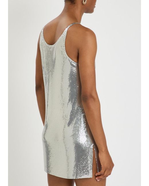 Rabanne Gray Printed Chainmail Mini Dress