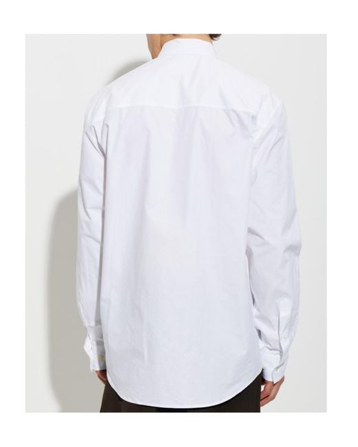 Dries Van Noten White Embroidered Cotton Shirt for men