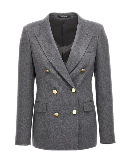 Tagliatore Gray Double-Breasted Tailored Blazer