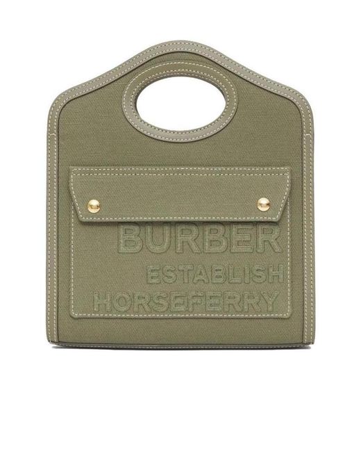 Burberry Green Mini Horseferry Canvas Tote
