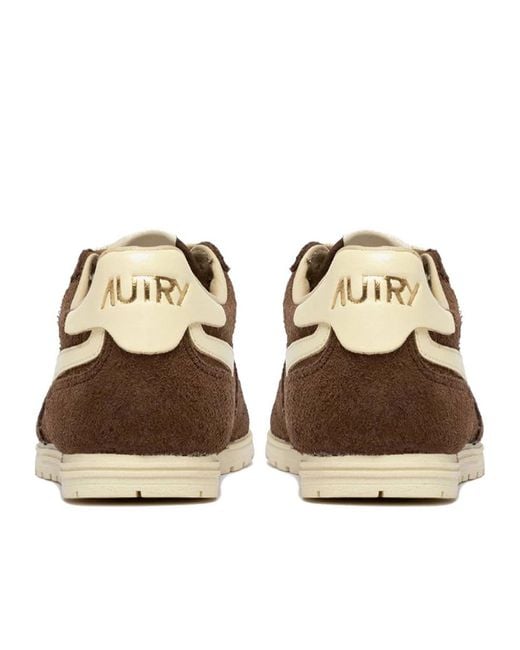 Autry Brown Windspin Shaved Suede Low-Top Sneakers
