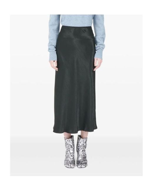 Maison Margiela Black Midi-Length Flared Hem Skirt