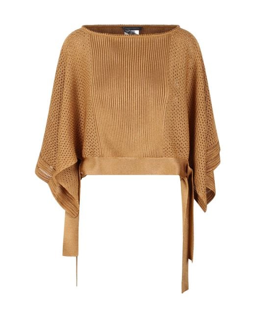 Alberta Ferretti Natural Cropped Crochet Knit Jumper