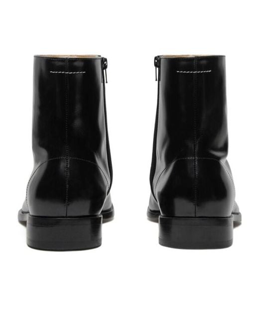MM6 by Maison Margiela Black Polished Ankle Boots for men