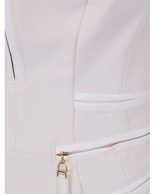 Elisabetta Franchi White Double Layer Crepe Zipped Dress