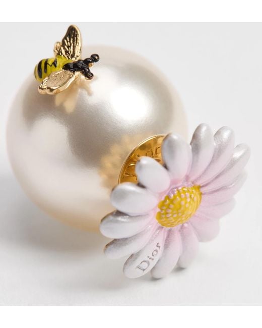 Dior White Daisy Tribales Earrings