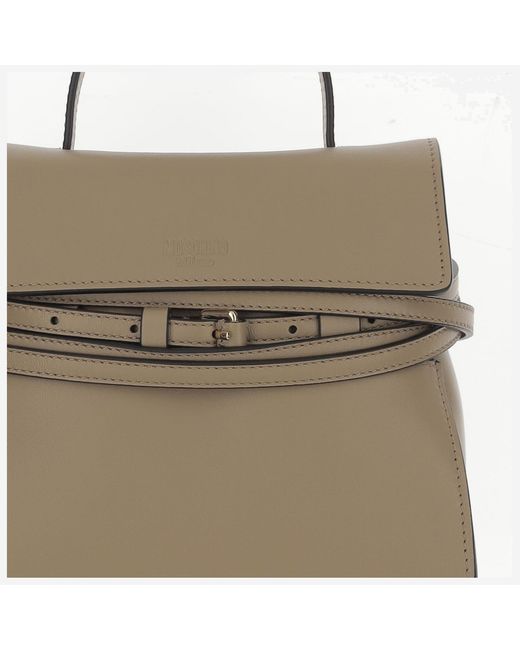 Moschino Natural Tie Me Logo Embossed Small Tote Bag