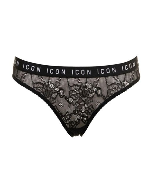 DSquared² Black Logo Printed Panties