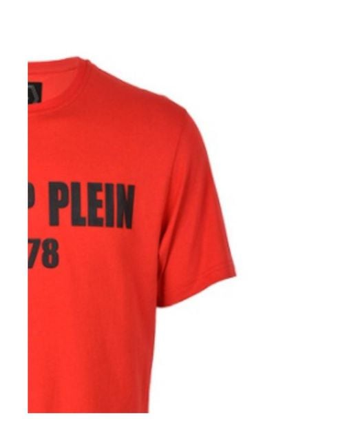 Philipp Plein Red Printed Logo T-Shirt for men