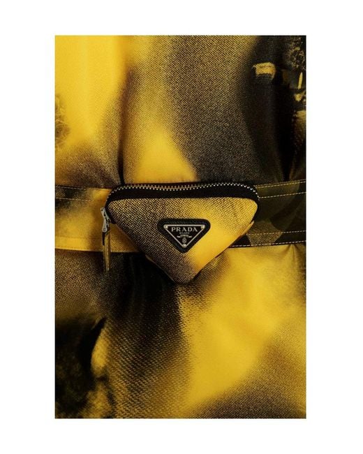 Prada Yellow Re-Nylon Belted Waist Parka for men