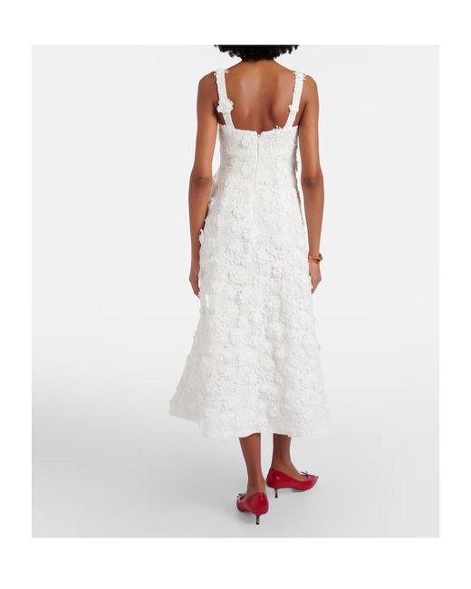 Leo White Embroidered Lace Midi Dress